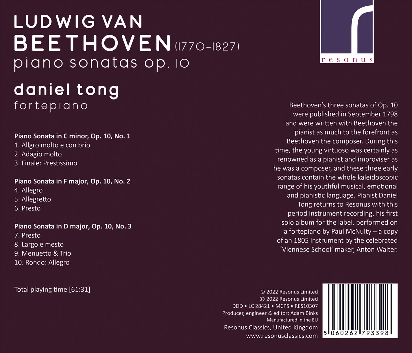 Beethoven: Piano Sonatas, Op. 10
