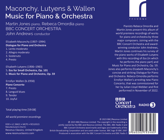 Maconchy, Lutyens & Wallen: Works For Piano & Orchestra