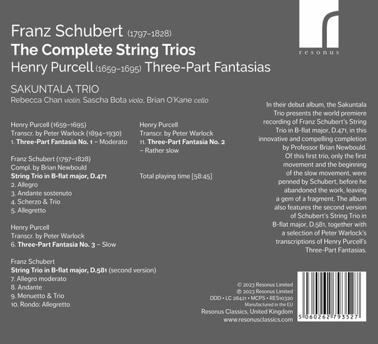 Schubert & Purcell: String Trios