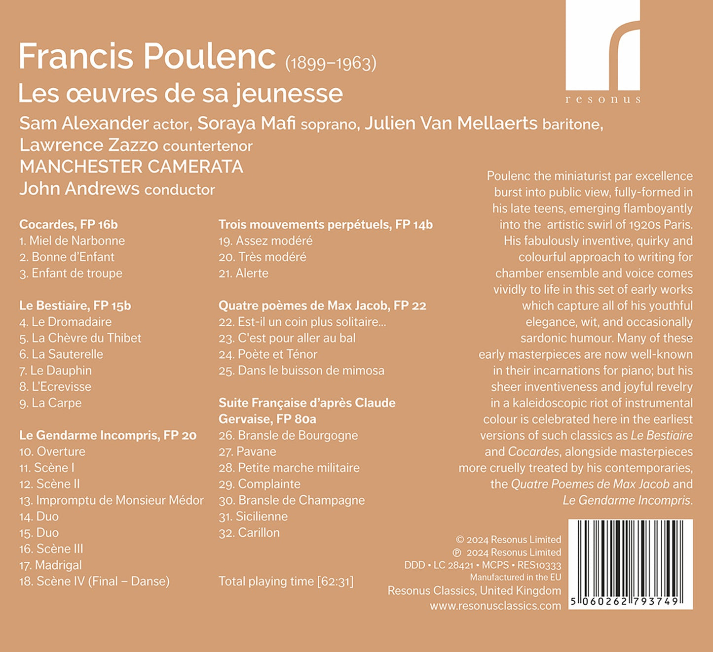 Poulenc: Les oeuvres de sa jeunesse