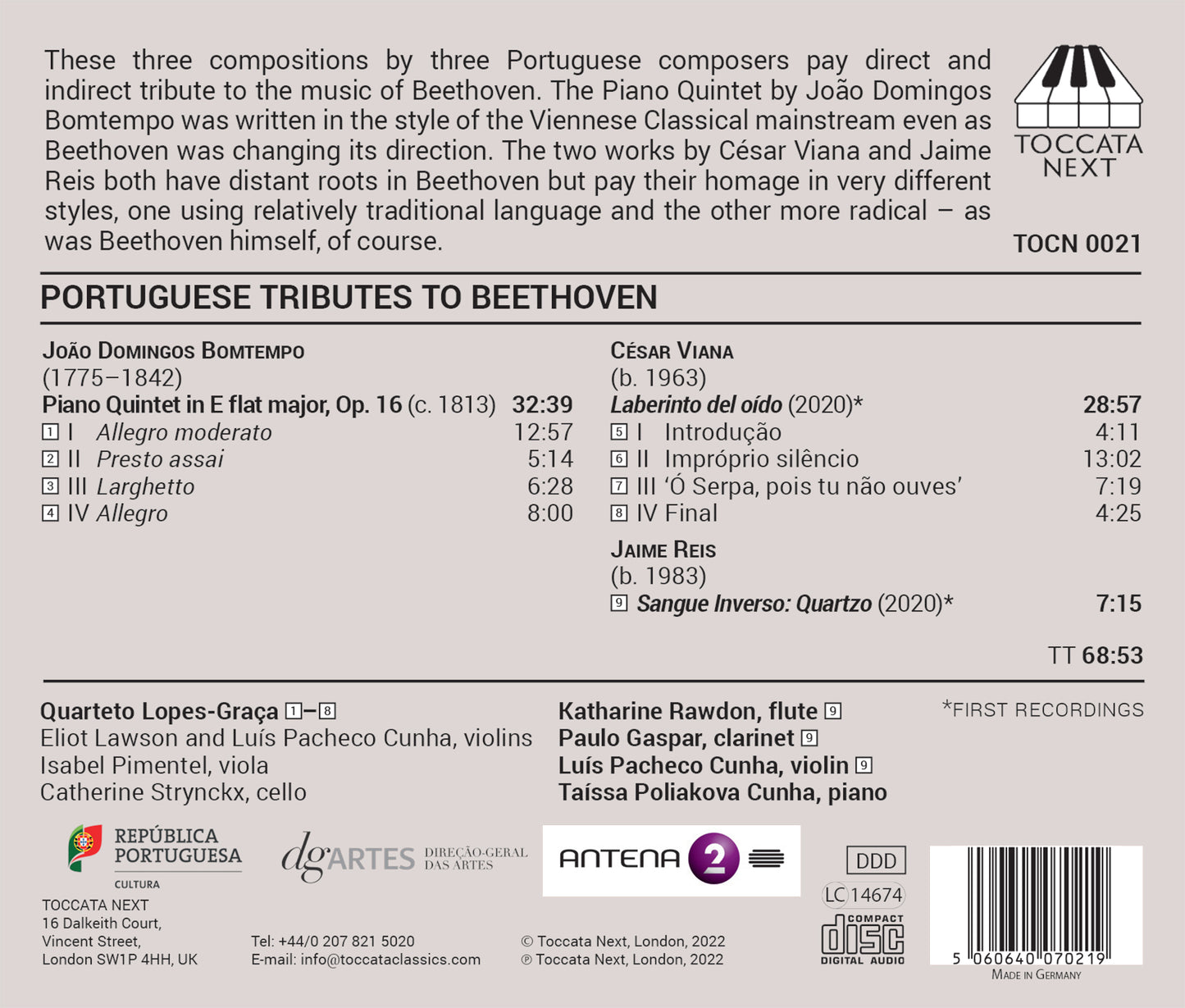 Bomtempo, Reis & Viana: Portuguese Tributes To Beethoven