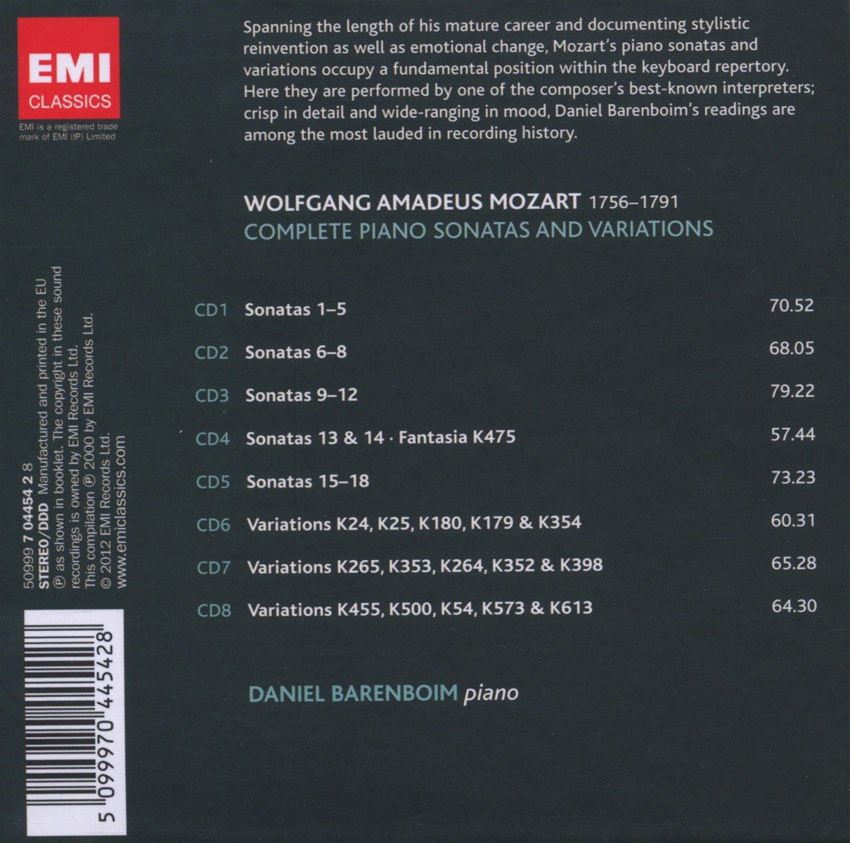 Mozart: Complete Piano Sonatas  Barenboim, Daniel