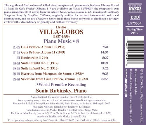 VILLA-LOBOS, H.: Piano Music, Vol. 8 (Rubinsky) - Guia prati