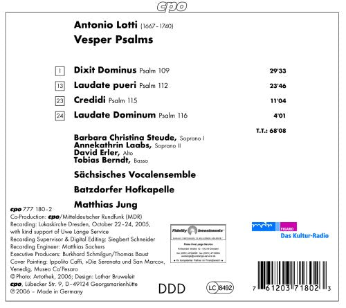 LOTTI: Dixit Dominus / Laudate pueri / Credidi / Laudate Dom