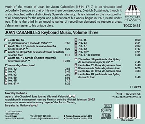 Cabanilles: Keyboard Music, Vol. 3