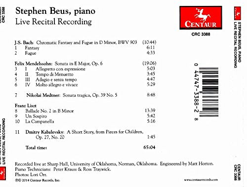 Stephen Beus Live Recital Recording