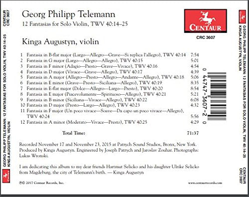 Telemann: 12 Fantasias for Solo Violin, TWV 40:14-25