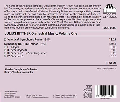 Bittner: Orchestral Music, Vol. 1
