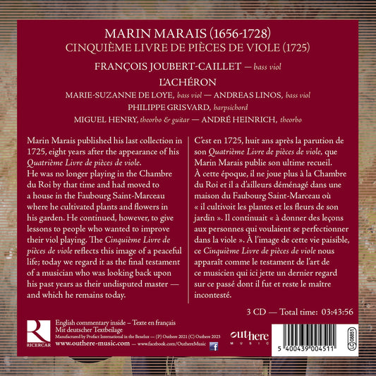 Marais: Cinquieme Livre De Pieces De Viole