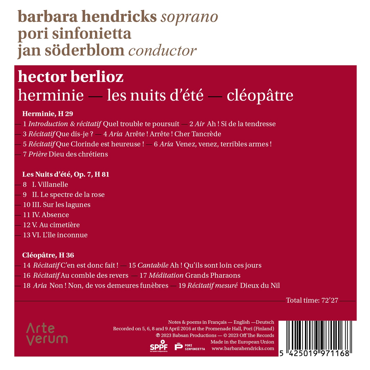 Berlioz: Herminie; Les Nuits d'ete; Cleopatre