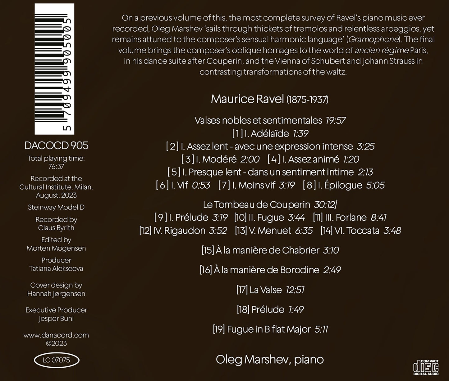 Ravel: Complete Solo Piano Music, Vol. 3 / Marshev