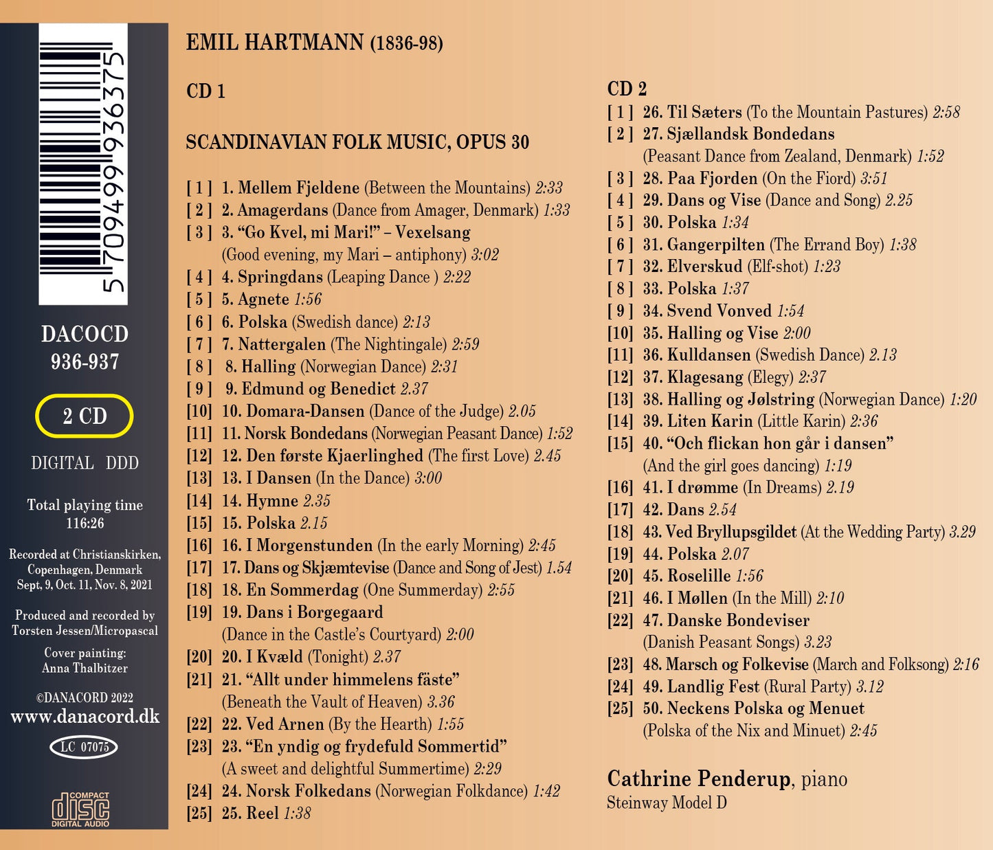 Hartmann: Scandinavian Folk Music, Op. 30  Cathrine Penderup