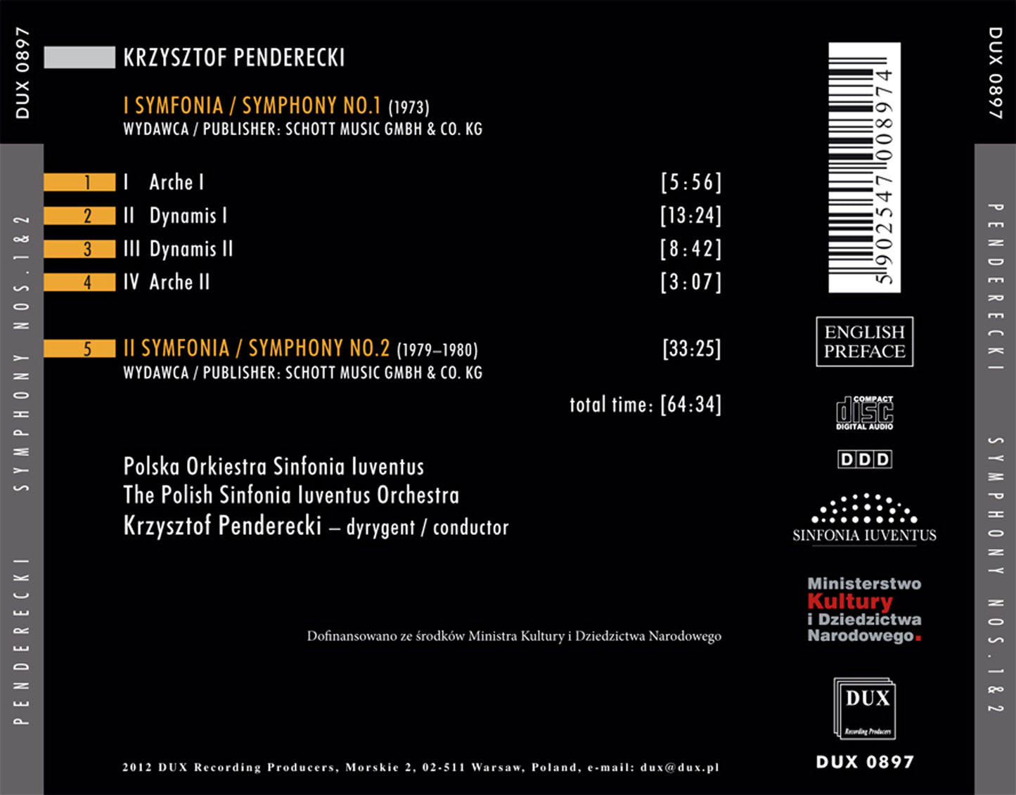 Symphony Nos.1 And 2  Polish Sinfonia Iuventus Orchestra, Penderecki