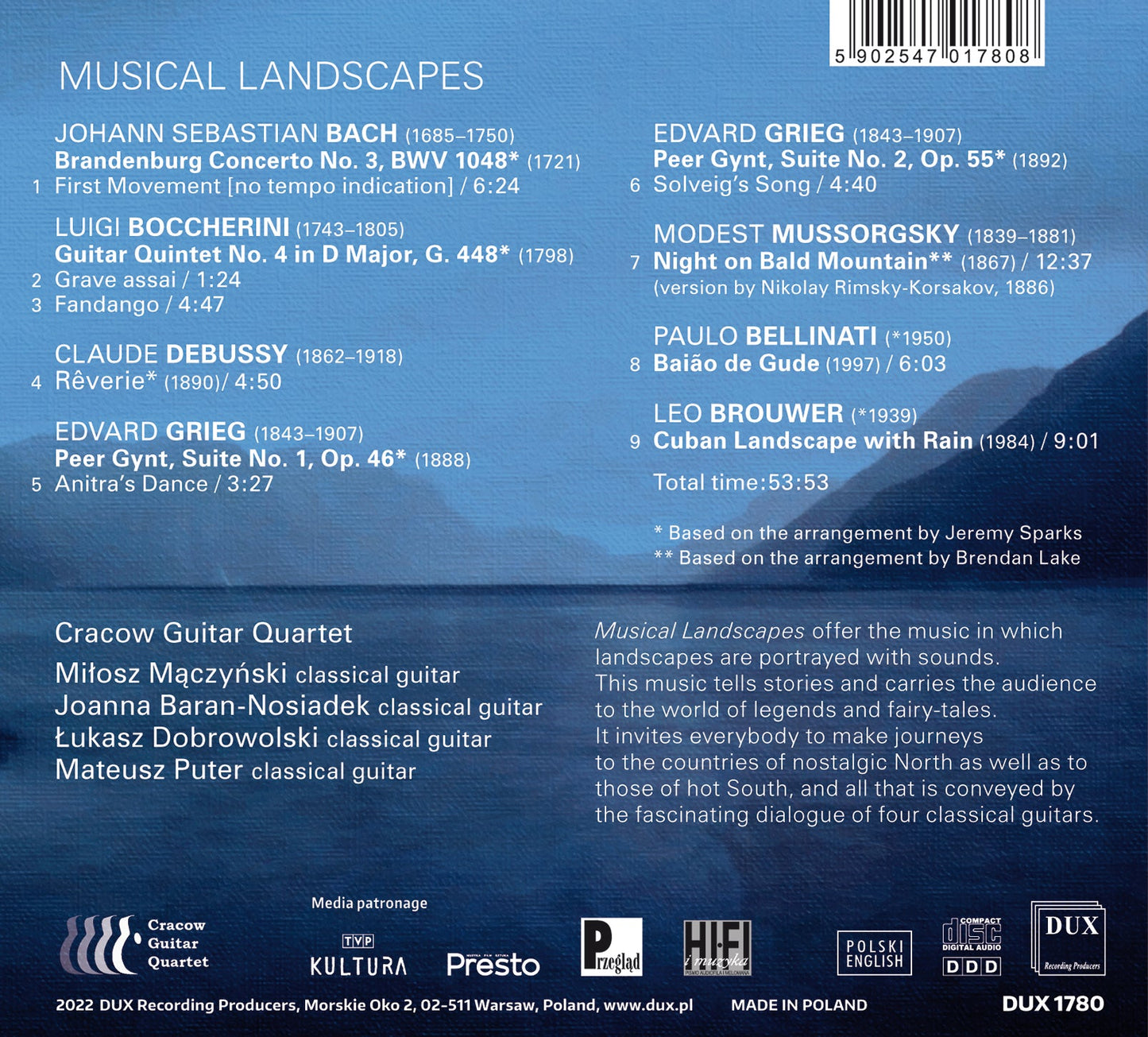 Bach, Bellinati, Boccherini, Brouwer, Debussy, Grieg & Musso