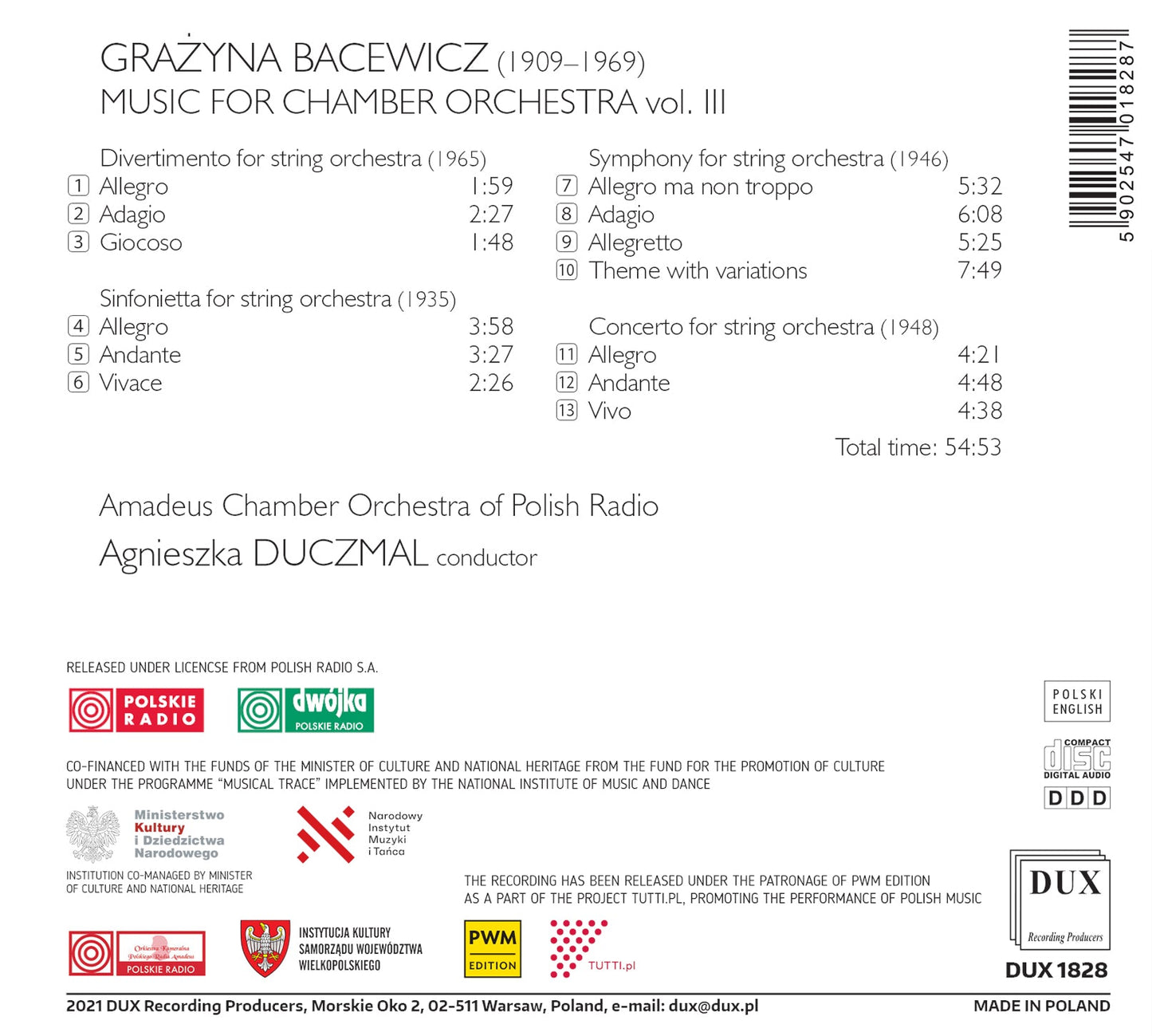 Bacewicz: Music for Chamber Orchestra, Vol. 3