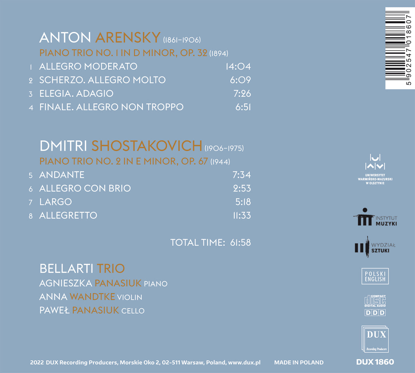 Arensky & Shostakovich: Piano Trios