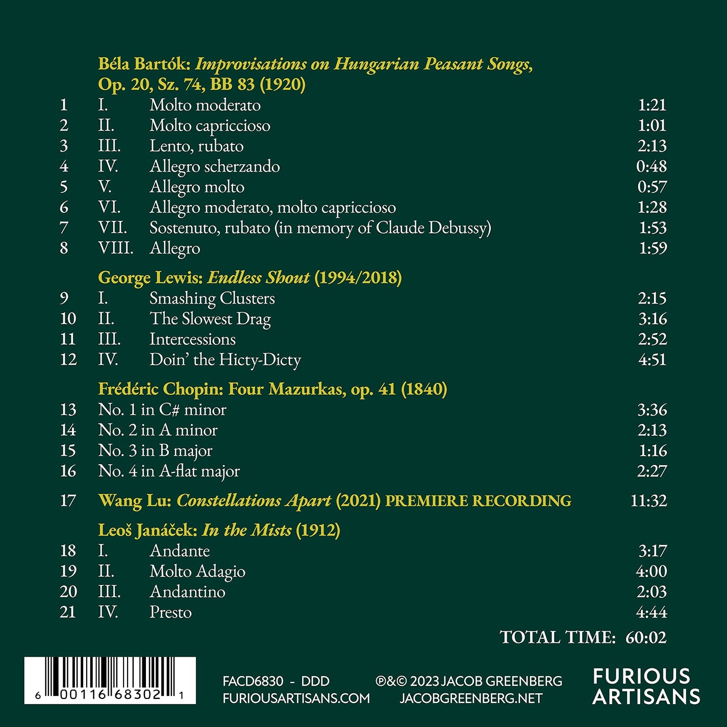 Bartok, Chopin, Janacek, Lewis & Lu: Living Language