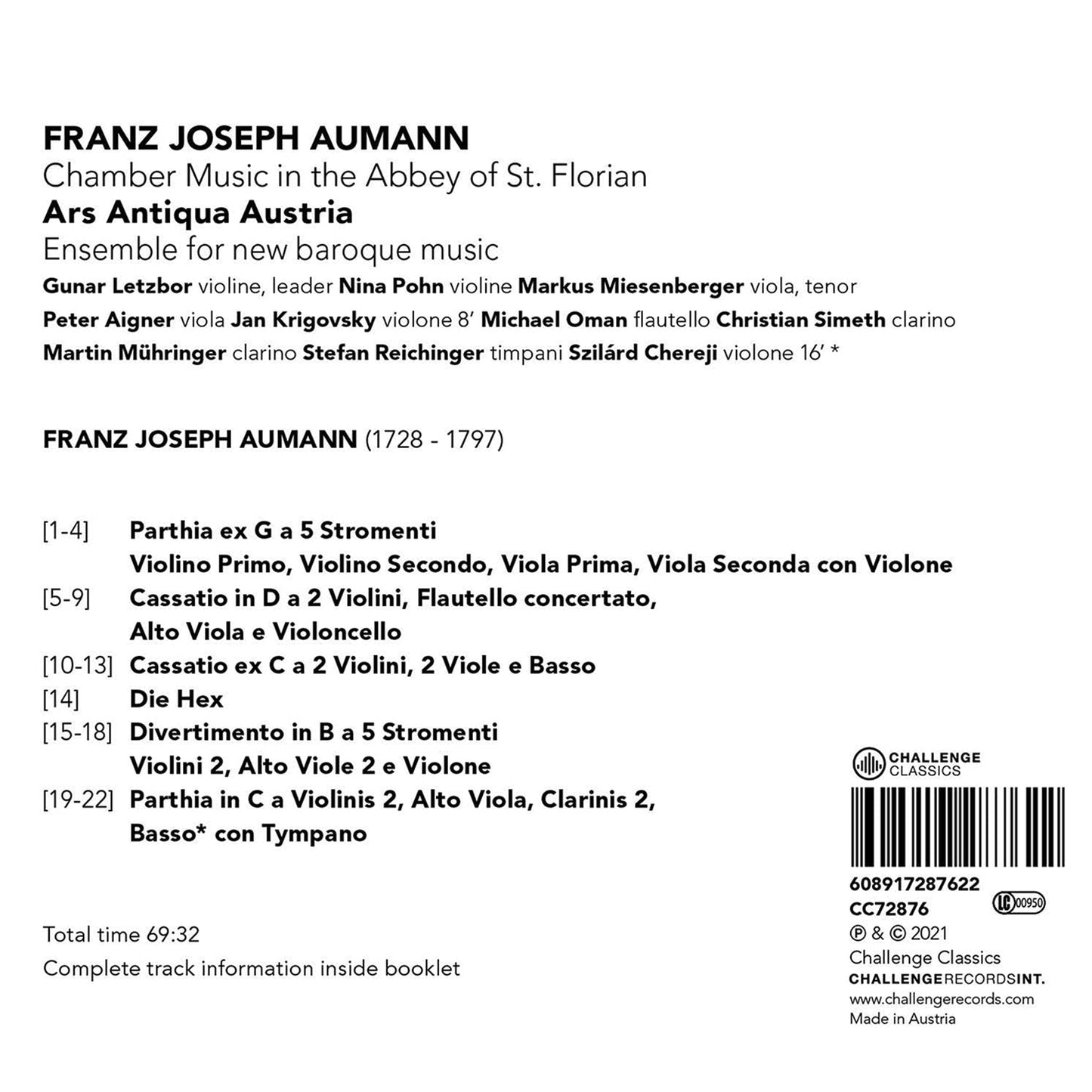Chamber Music In The Abbey Of St. Florian  Ars Antiqua Austria, Lezbor