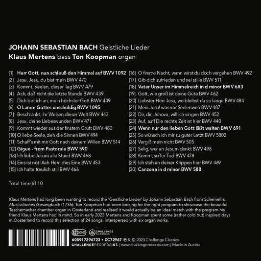 J.S. Bach: Geistliche Lieder  Ton Koopman, Klaus Mertens