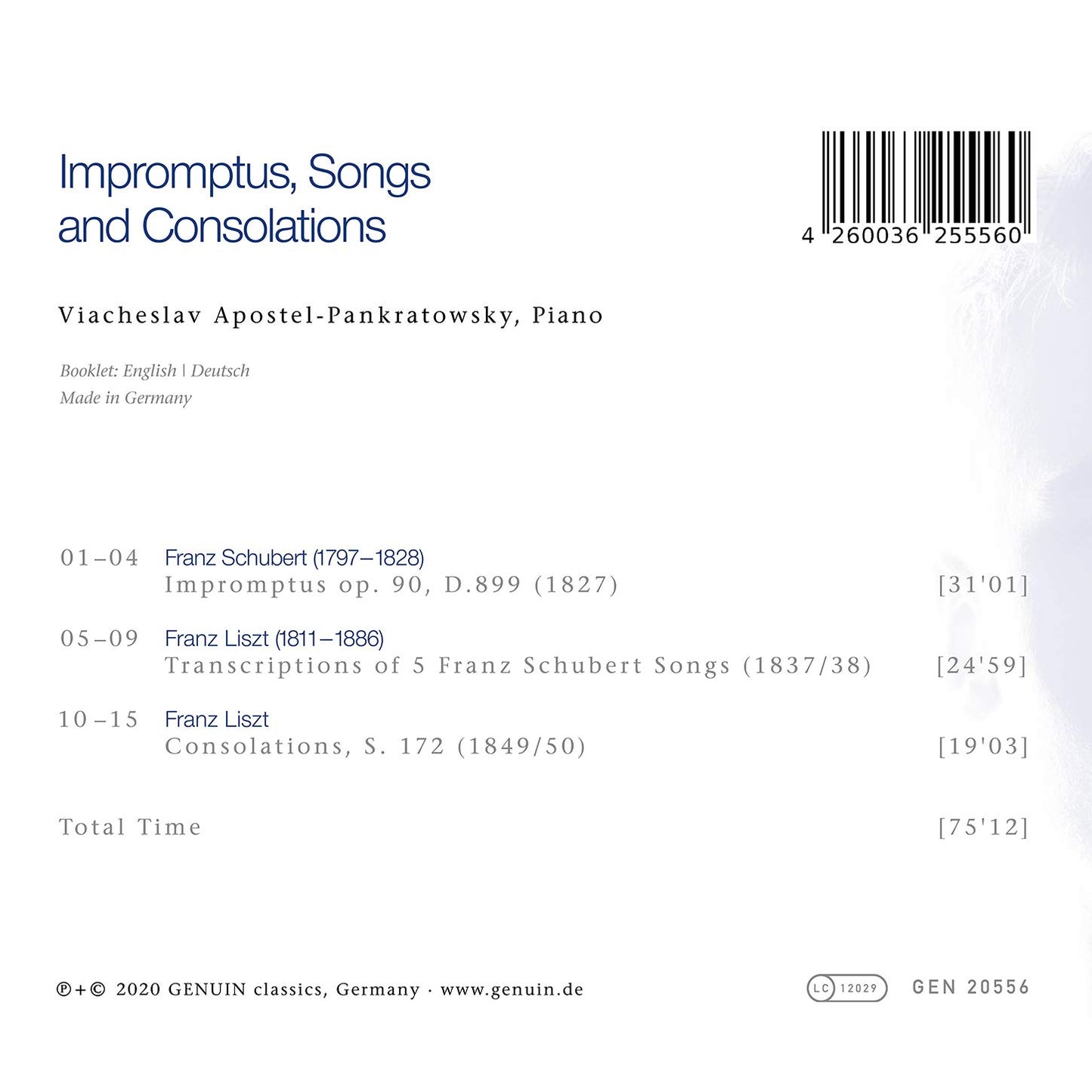 Impromptus, Songs and Consolations: Works by Franz Schubert