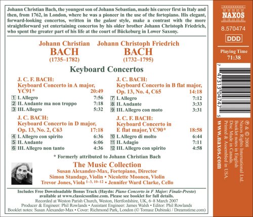BACH, J.C.: Keyboard Concertos, Op. 13, Nos. 2, 4 / BACH, J.