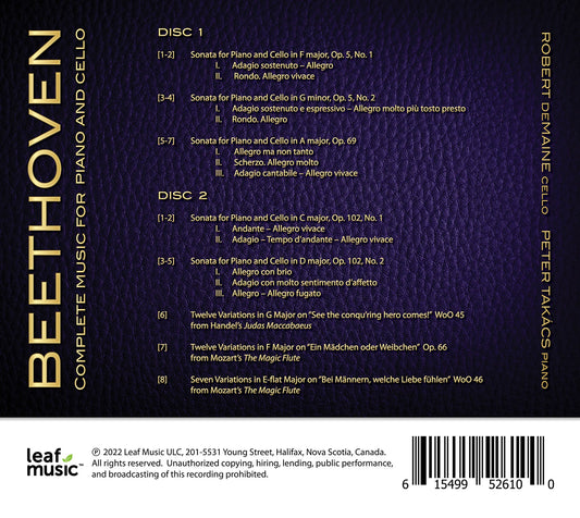 Beethoven: Complete Music For Cello & Piano  Robert Demaine, Peter Takacs