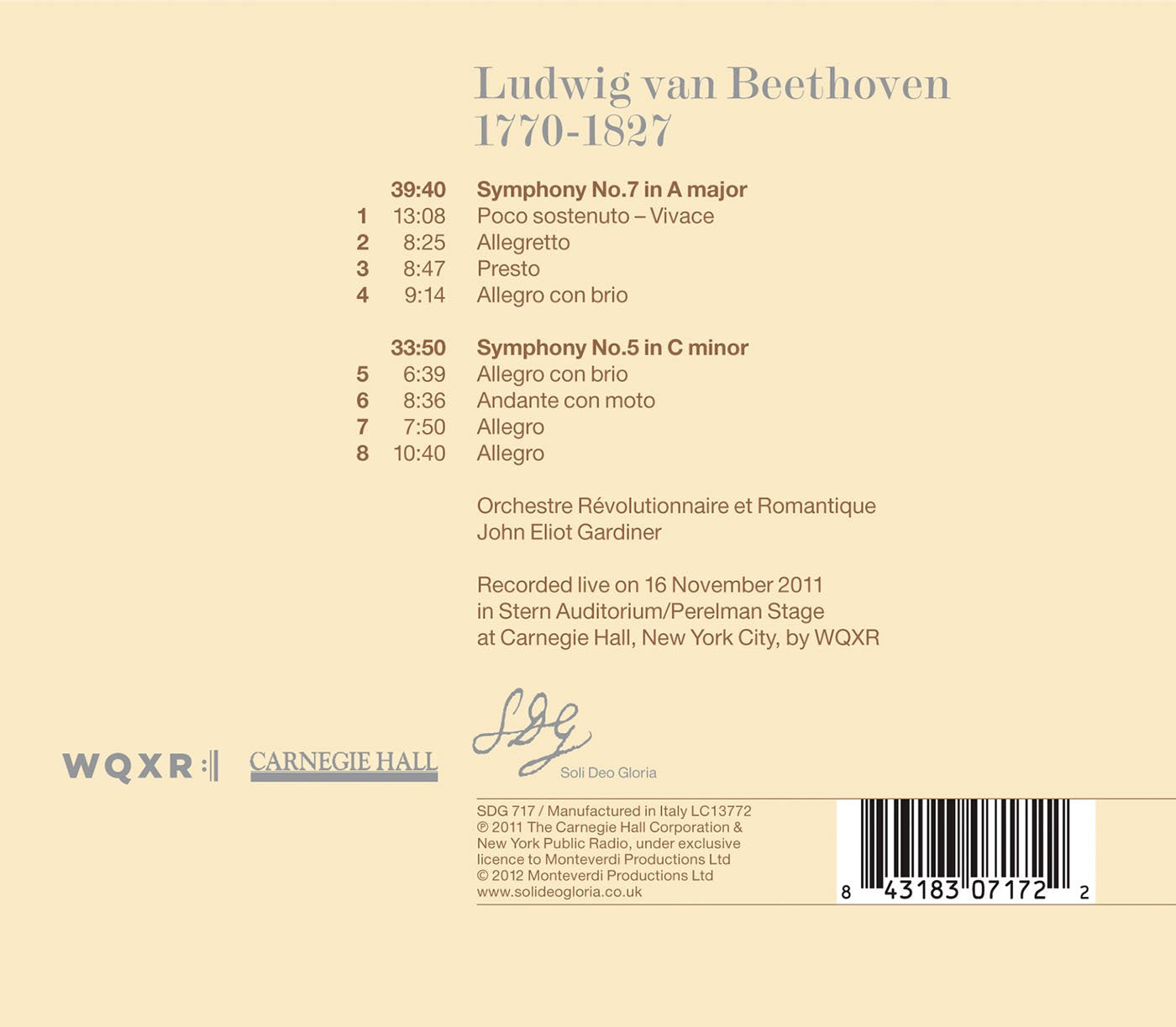Beethoven: Symphonies Nos. 5 & 7