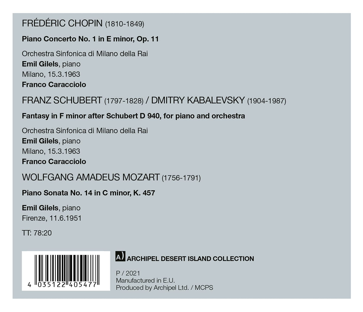 Chopin, Schubert & Mozart: Piano Works