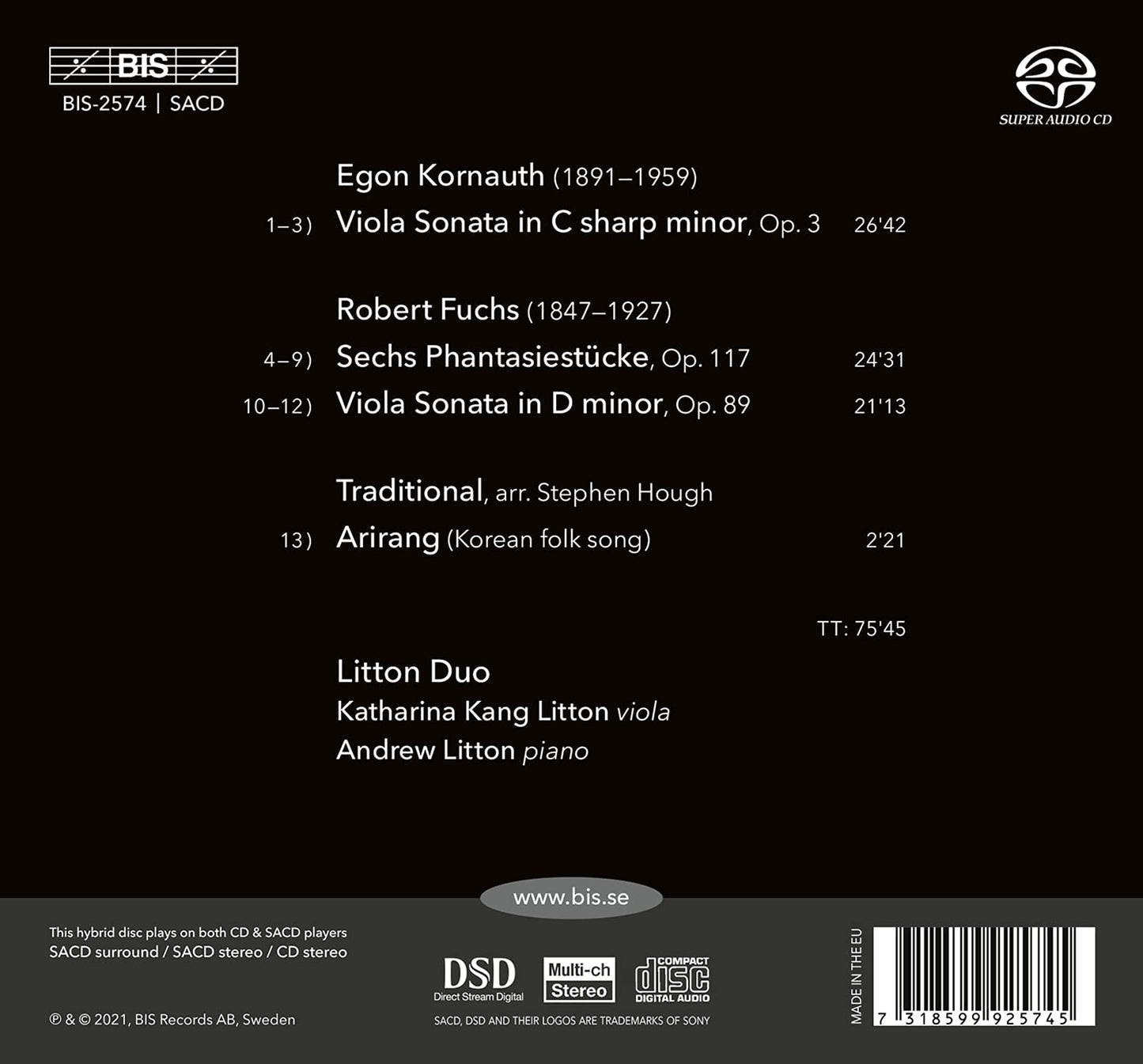 WORKS FOR VIOLA AND PIANO
