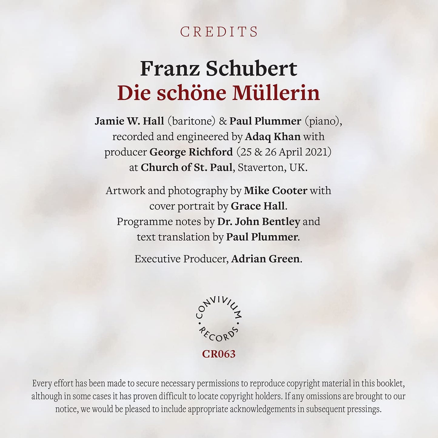 Schubert: Die Schöne Müllerin  Jamie W. Hall, Paul Plummer