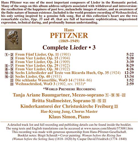 Pfitzner: Complete Lieder, Vol. 3