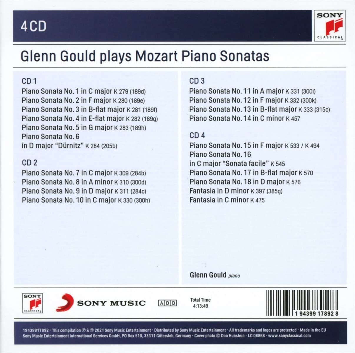Glenn Gould Plays Mozart Piano Sonatas (Sony Classical Maste  Glenn Gould