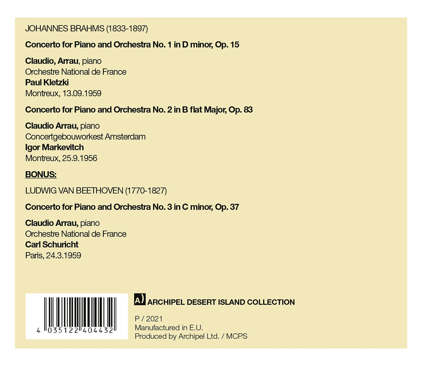 Brahms: Piano Concertos Nos. 1 & 2 - Beethoven: Piano Concer