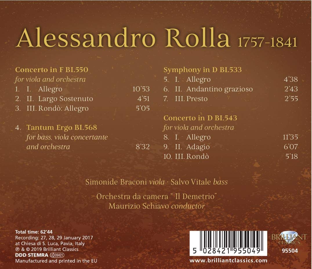 Rolla: Viola Concertos - Symphony in D - Tantum Ergo