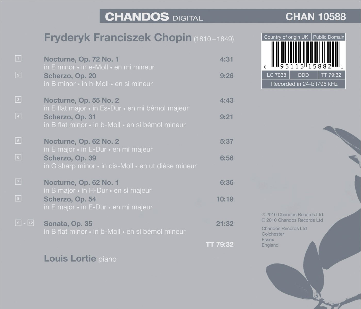 Louis Lortie Plays Chopin, Vol. 1