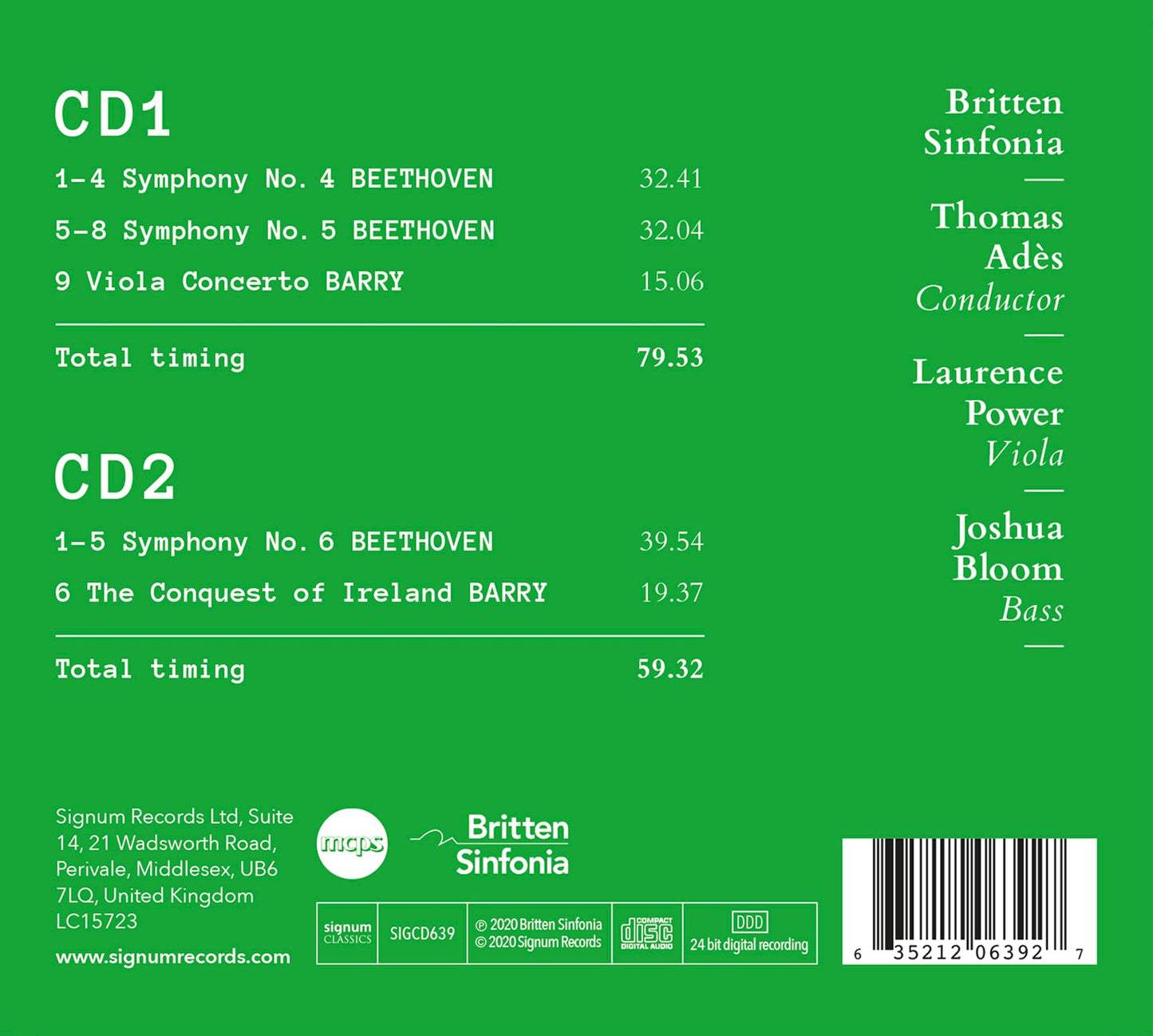 Beethoven: Symphonies Nos. 4-6 - Barry: Viola Concerto - The