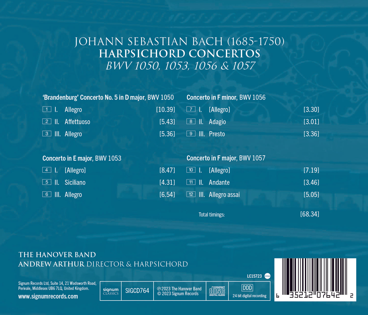 J.S. Bach: Harpsichord Concertos, BWV 1050, 1053, 1056 & 1057