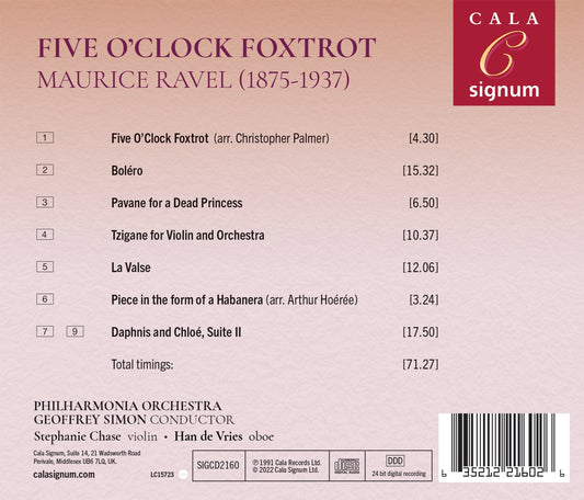 Ravel: Five O'Clock Foxtrot; Bolero; Pavane For A Dead Princ