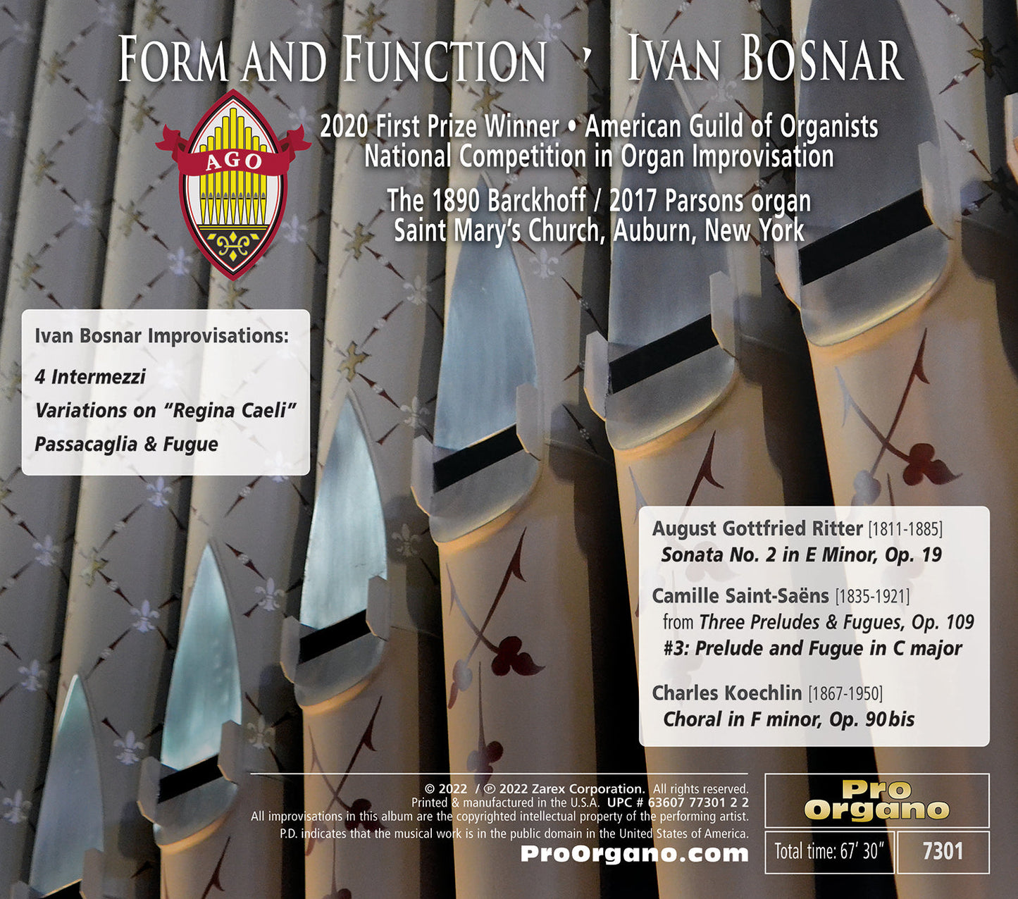 Bosnar, Koechlin, Ritter & Saint-Saens: Form & Function