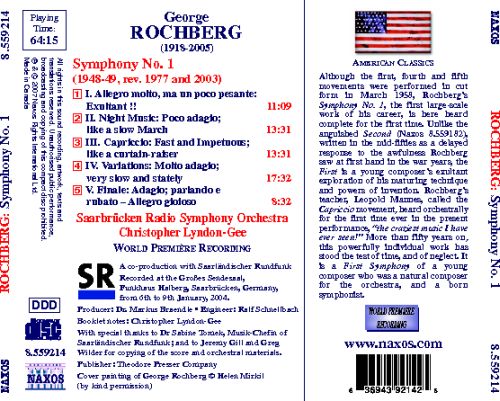 ROCHBERG: Symphony No. 1