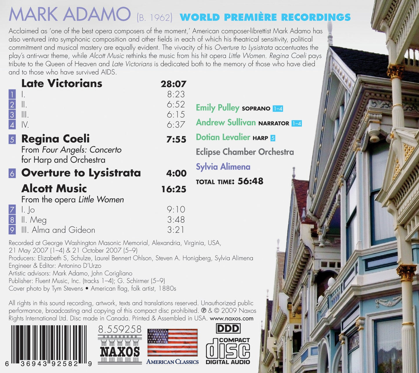 Adamo, M.: Late Victorians / Alcott Music / Regina Coeli