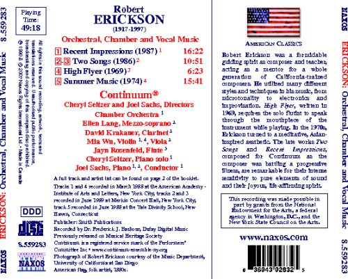 ERICKSON: Orchestral, Chamber and Vocal Music
