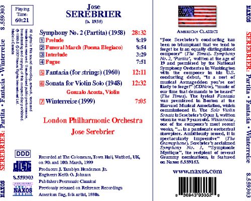 SEREBRIER: Symphony No. 2, 'Partita' / Fantasia / Violin Son