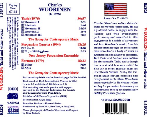 WUORINEN: Tashi / Percussion Quartet / Fortune