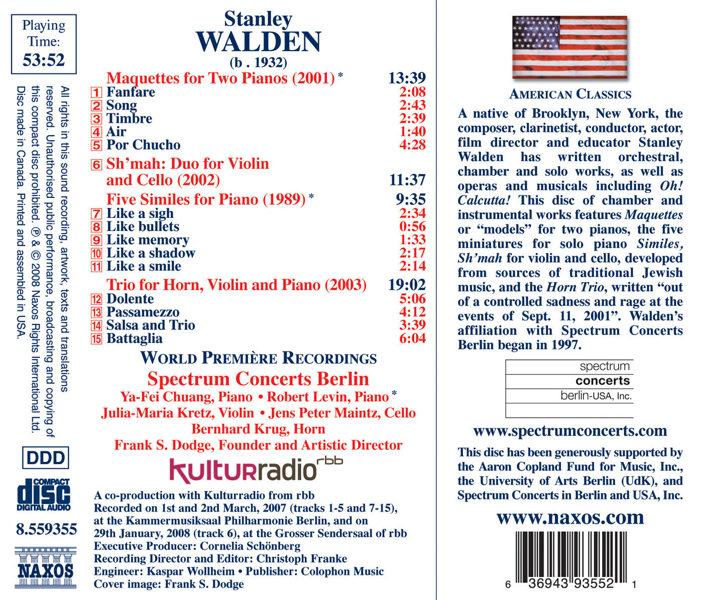 WALDEN, S.: Maquettes / Sh'mah / 5 Similes / Horn Trio (Spec