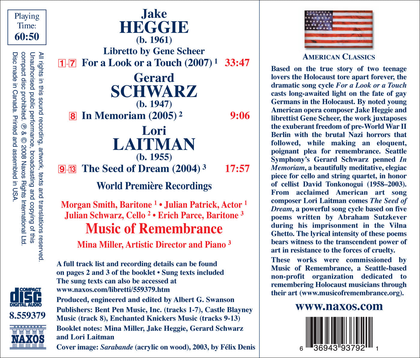 Heggie: For A Look or A Touch / Schwarz: In Memoriam / Laitm