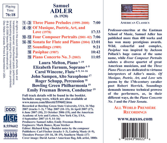 ADLER, S: Of Musique, Poetrie, Art, and Love / Flute Sonata