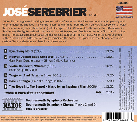 Serebrier: Symphony No. 1 - Nueve - Violin Concerto, "Winter