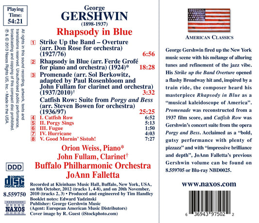 Gershwin: Rhapsody In Blue, Strike Up The Band Overture, Pro Weiss, Fullam, Buffalo Philharmonic Orchestra, Falletta