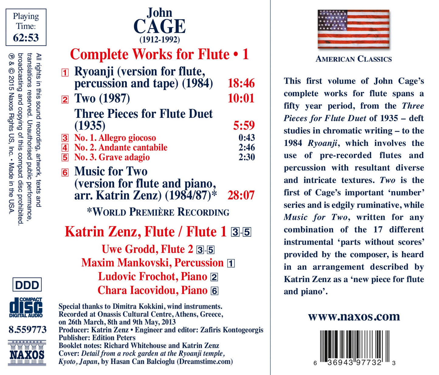 Cage: Complete Works for Flute, Vol. 1
